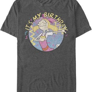 NICKELODEON Gray LT Large Tall T-Shirt Helga Birthday Hey Arnold Chest: 44" NEW